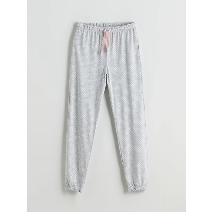 LCW DREAM Gri Bisiklet Yaka Nakışlı Kadın Pijama Takımı