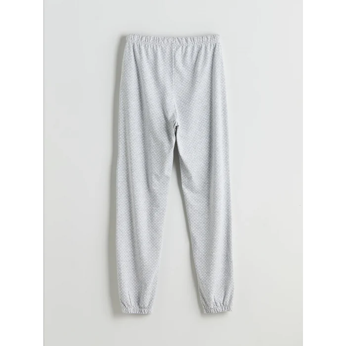 LCW DREAM Gri Bisiklet Yaka Nakışlı Kadın Pijama Takımı