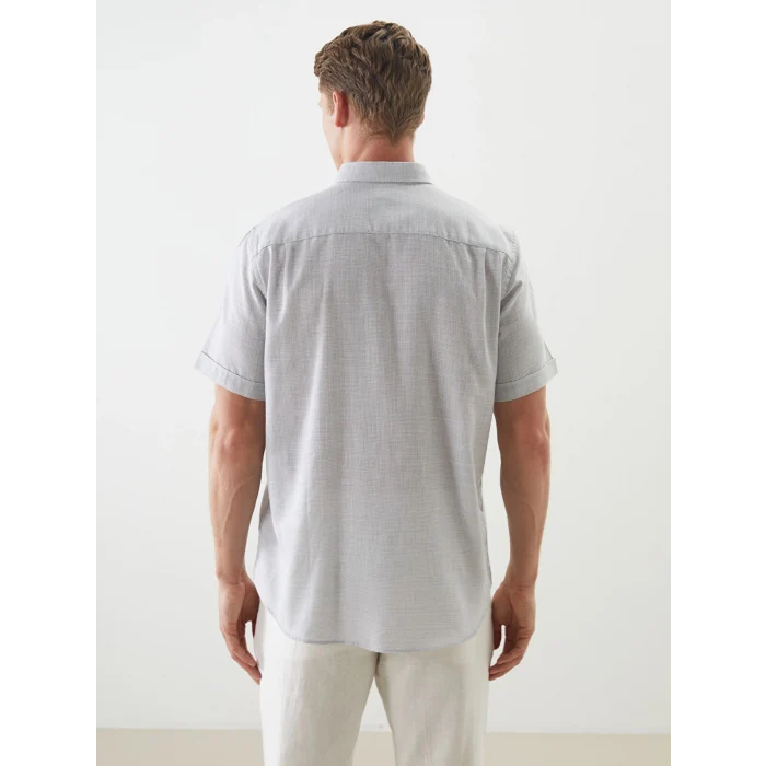 LCWAIKIKI Classic Gri Regular Fit Kısa Kollu Armürlü Erkek Gömlek