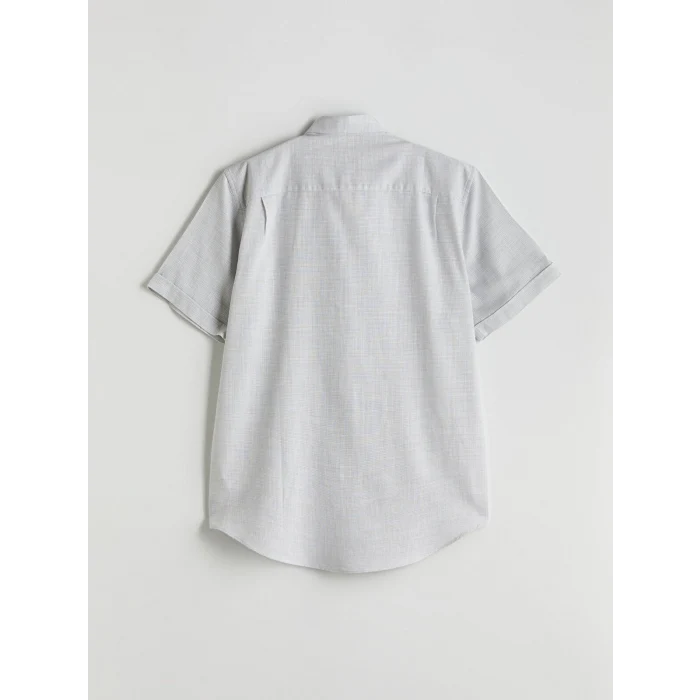 LCWAIKIKI Classic Gri Regular Fit Kısa Kollu Armürlü Erkek Gömlek