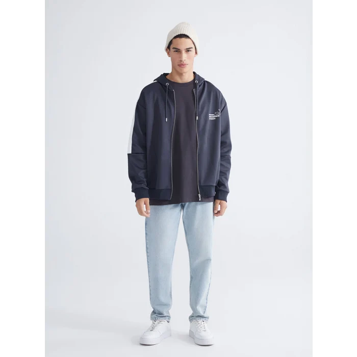 XSIDE Antrasit Kapüşonlu Uzun Kollu Erkek Fermuarlı Sweatshirt