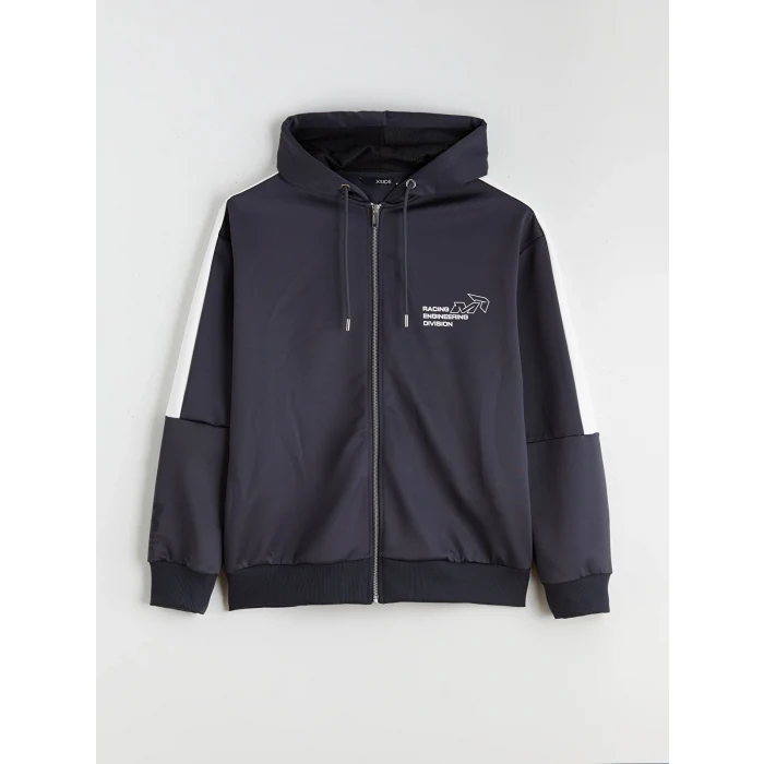 XSIDE Antrasit Kapüşonlu Uzun Kollu Erkek Fermuarlı Sweatshirt