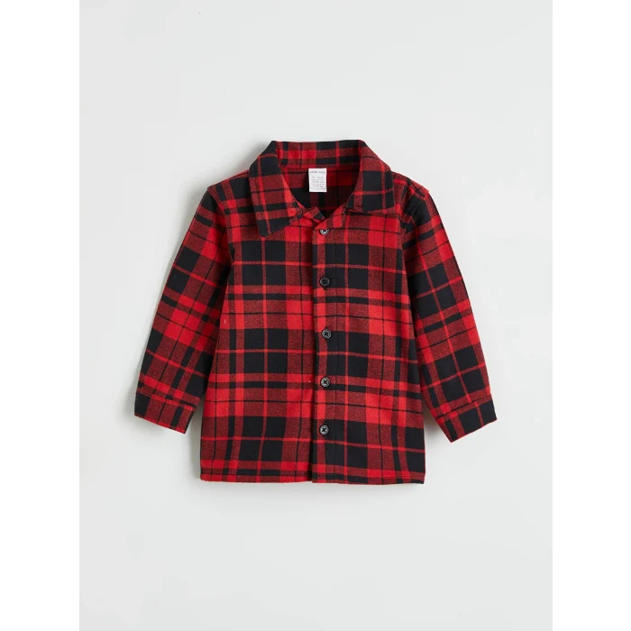 LCW baby Kırmızı Ekose Erkek Bebek Gömlek ve Pantolon