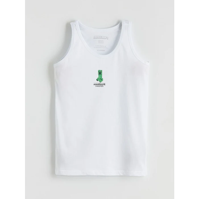 LCW Kids Beyaz Minecraft Baskılı Erkek Çocuk Atlet 2li