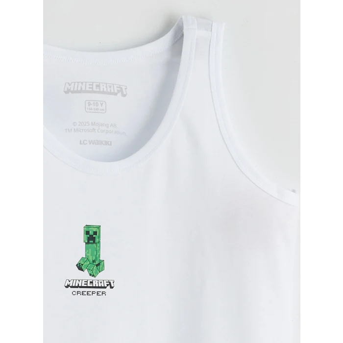 LCW Kids Beyaz Minecraft Baskılı Erkek Çocuk Atlet 2li