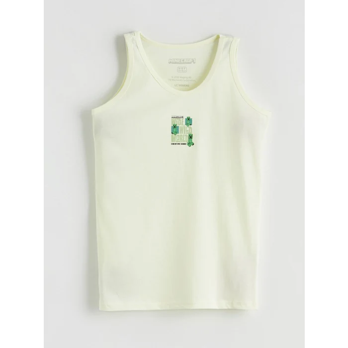 LCW Kids Beyaz Minecraft Baskılı Erkek Çocuk Atlet 2li