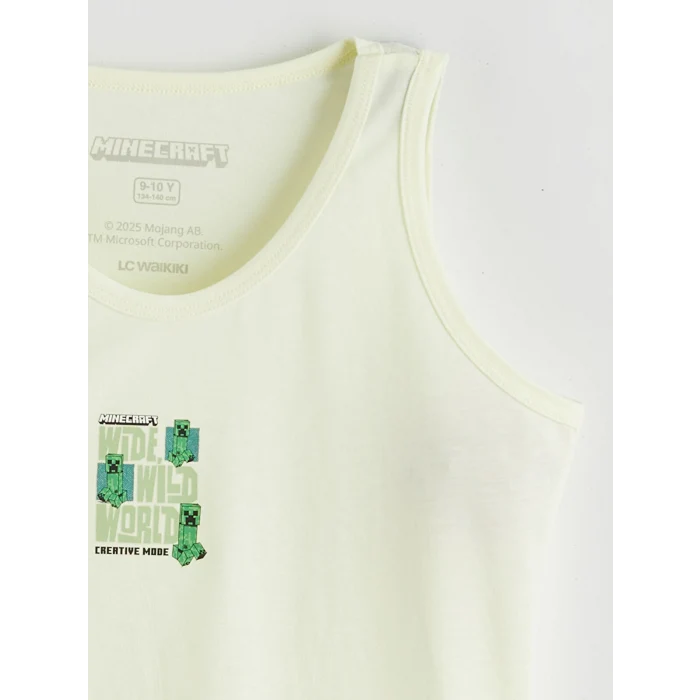 LCW Kids Beyaz Minecraft Baskılı Erkek Çocuk Atlet 2li