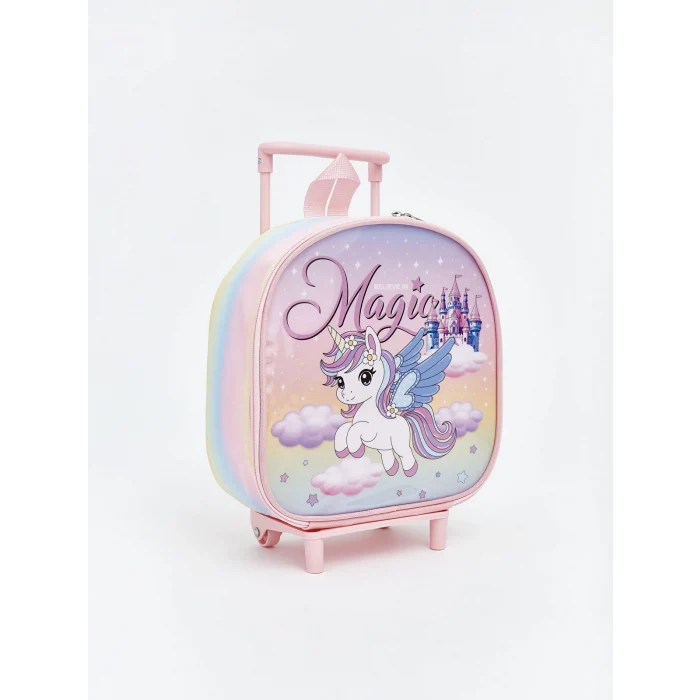 LCW ACCESSORIES Pembe Baskılı Kız Çocuk Çekçekli Çanta