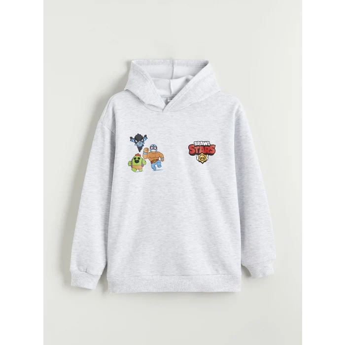 LCW Kids Gri Brawl Stars Baskılı Erkek Çocuk Kalın Sweatshirt