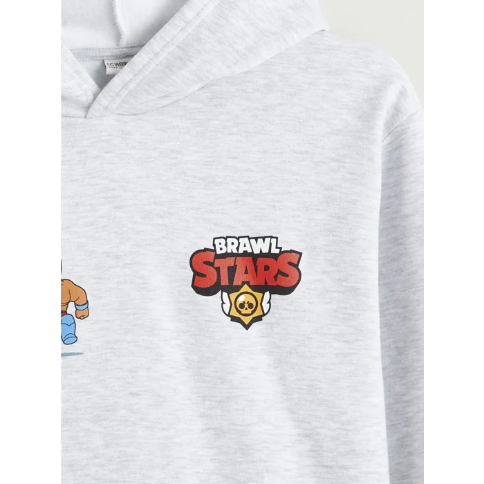 LCW Kids Gri Brawl Stars Baskılı Erkek Çocuk Kalın Sweatshirt