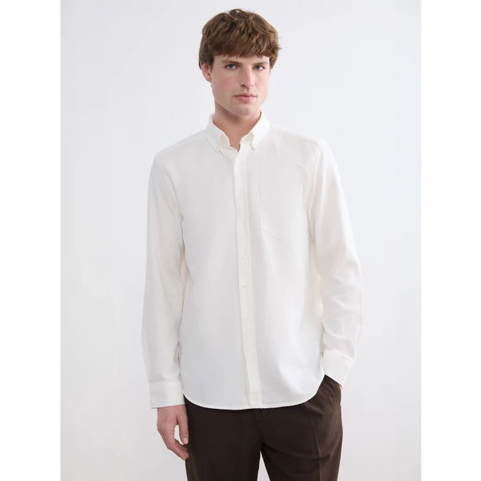 SOUTHBLUE Beyaz Regular Fit Uzun Kollu Erkek Oduncu Gömlek