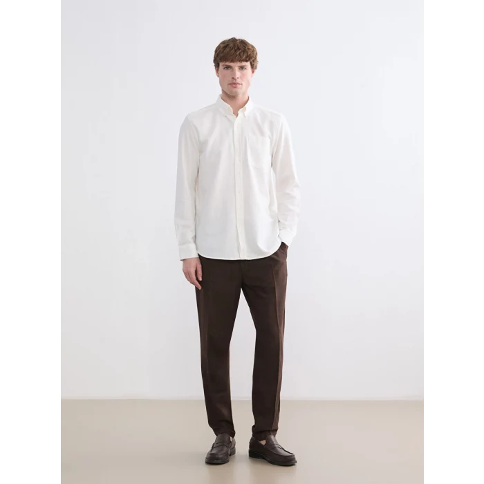 SOUTHBLUE Beyaz Regular Fit Uzun Kollu Erkek Oduncu Gömlek