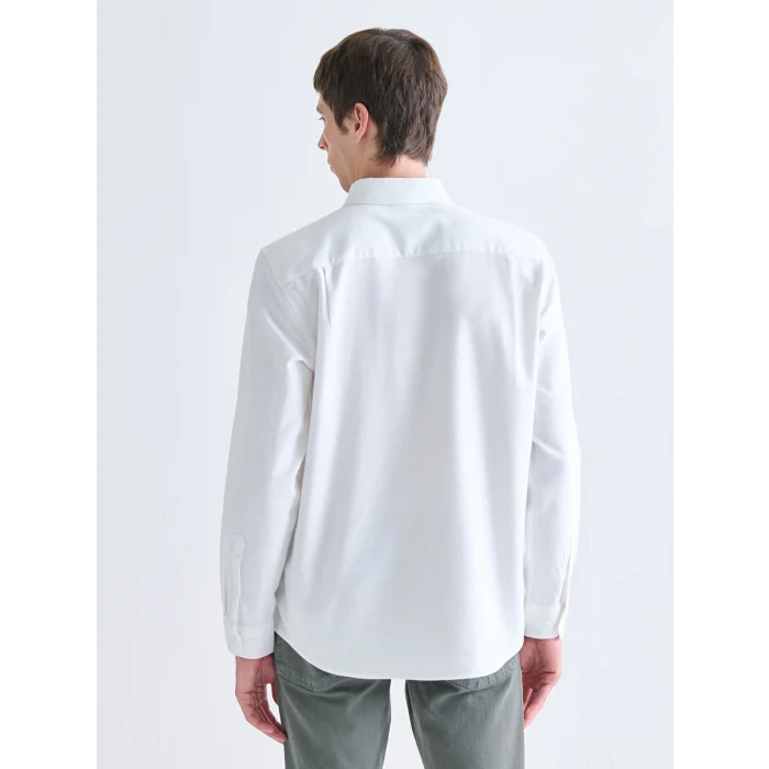 SOUTHBLUE Beyaz Regular Fit Uzun Kollu Erkek Oduncu Gömlek