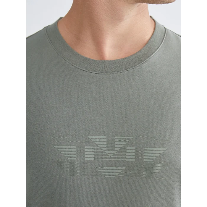 LCWAIKIKI Classic Haki Bisiklet Yaka Baskılı Erkek Sweatshirt