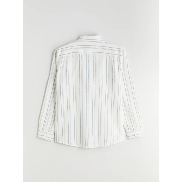 SOUTHBLUE Mavi Regular Fit Uzun Kollu Çizgili Armürlü Erkek Gömlek