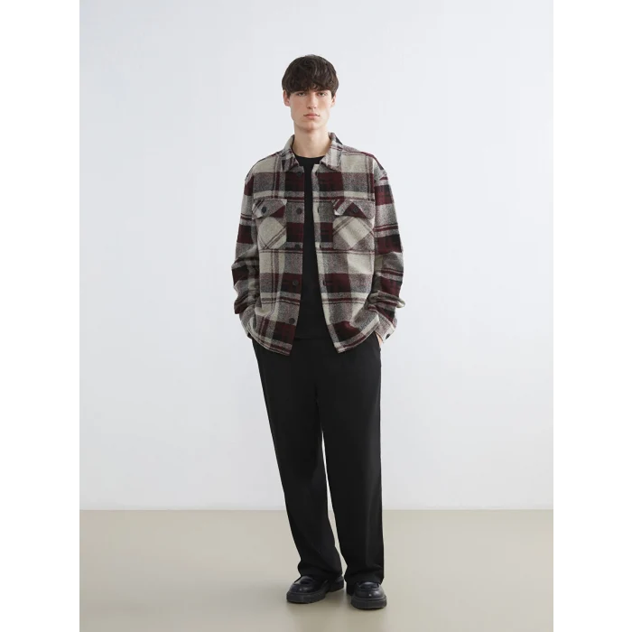 XSIDE Bordo Rahat Kalıp Ekose Erkek Gömlek Ceket