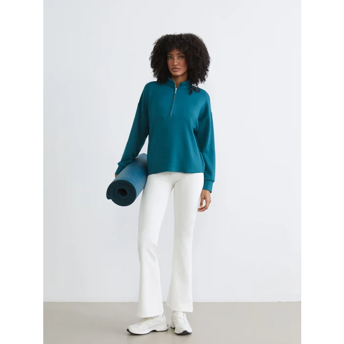 KOOR SPORT Petrol Dik Yaka Kadın Sweatshirt