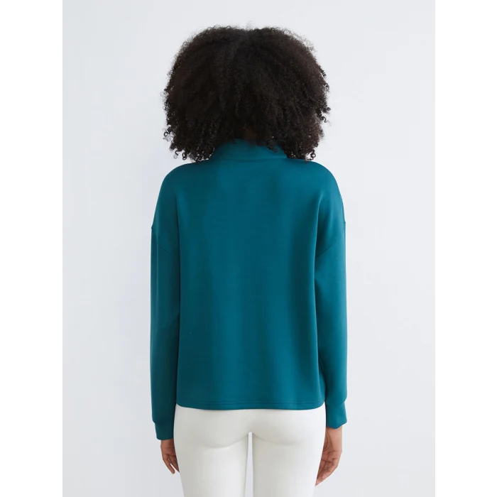 KOOR SPORT Petrol Dik Yaka Kadın Sweatshirt