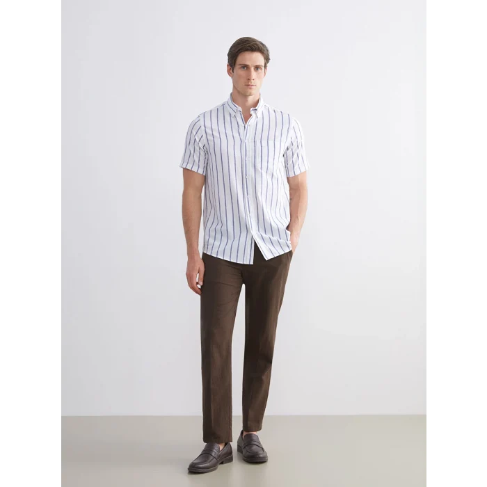 LCWAIKIKI Classic Lacivert Regular Fit Çizgili Erkek Gömlek