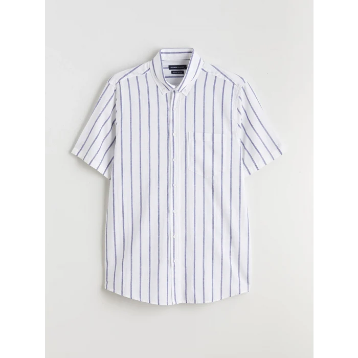 LCWAIKIKI Classic Lacivert Regular Fit Çizgili Erkek Gömlek