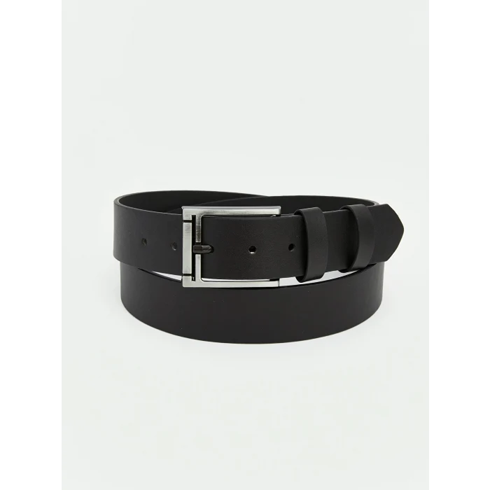 LCW ACCESSORIES Siyah Deri Görünümlü Erkek Kemer