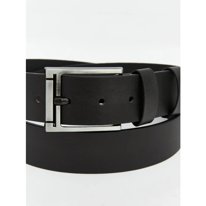 LCW ACCESSORIES Siyah Deri Görünümlü Erkek Kemer