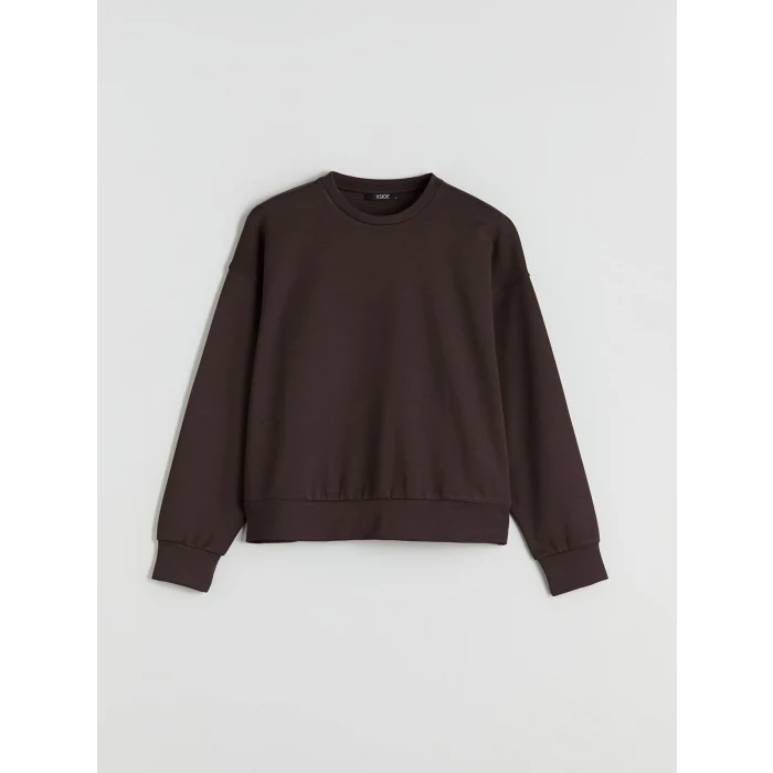 XSIDE Kahverengi Bisiklet Yaka Oversize Kadın Sweatshirt