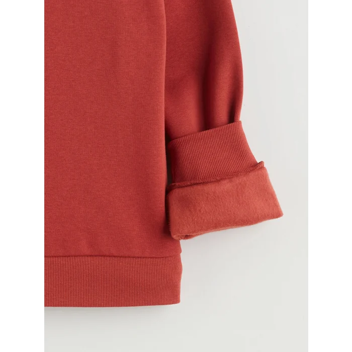 LCW Kids Kırmızı Bisiklet Yaka Baskılı Kız Çocuk Kalın Sweatshirt