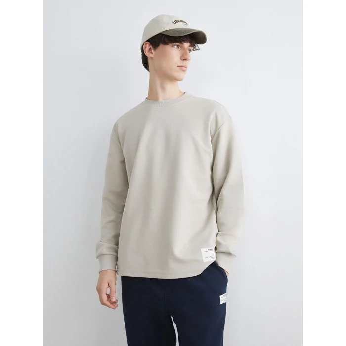 XSIDE Bej Bisiklet Yaka Erkek Sweatshirt