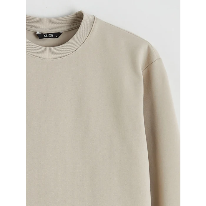 XSIDE Bej Bisiklet Yaka Erkek Sweatshirt