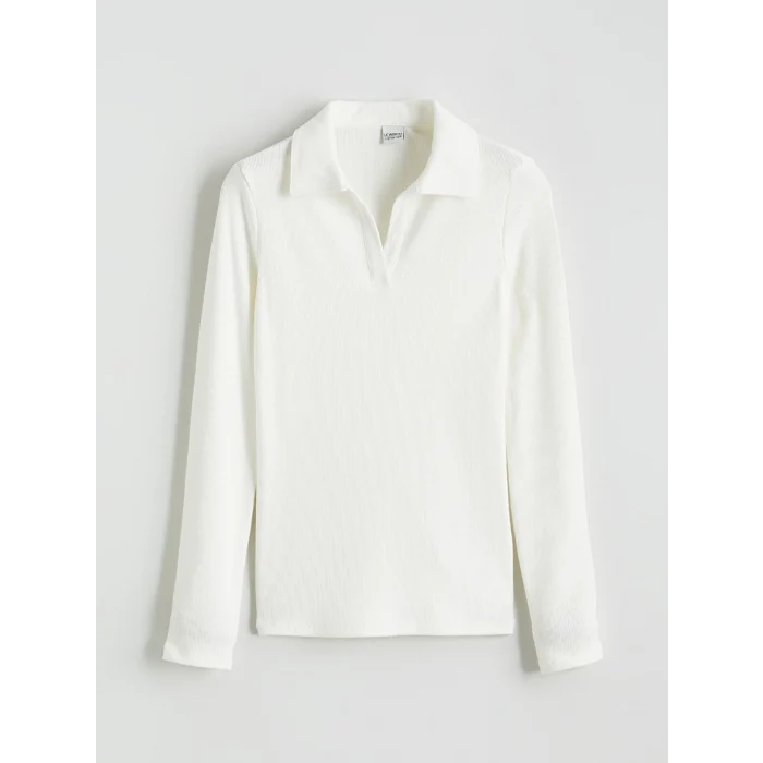 LCW Kids Ekru Polo Yaka Kız Çocuk Tişört