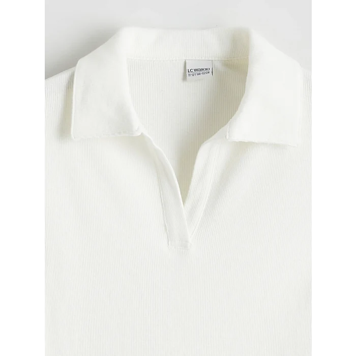 LCW Kids Ekru Polo Yaka Kız Çocuk Tişört