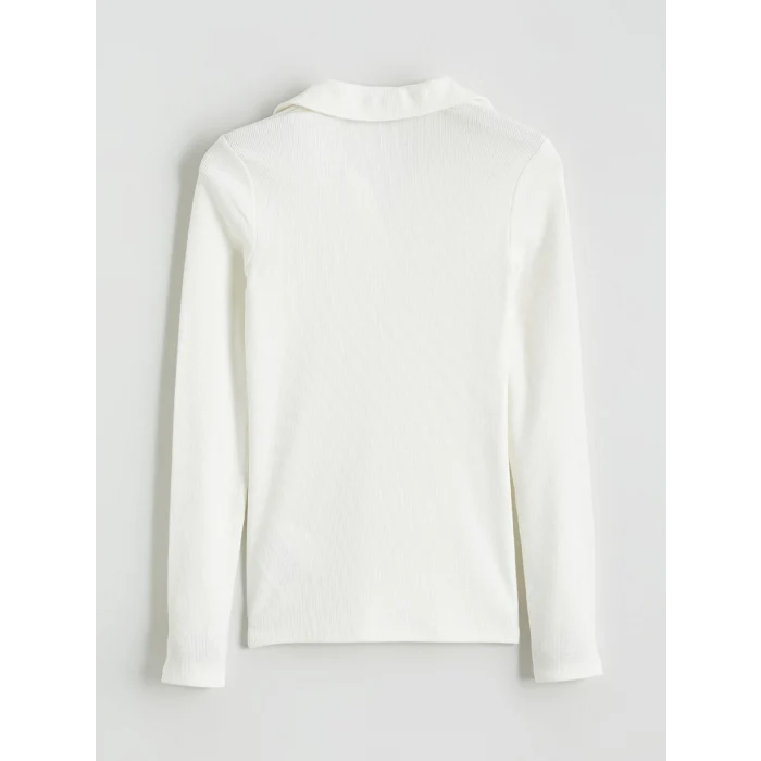 LCW Kids Ekru Polo Yaka Kız Çocuk Tişört