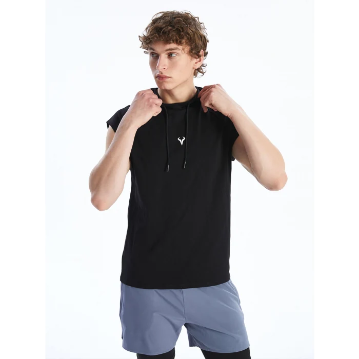 XSIDE ACTIVE Siyah Kapüşonlu Erkek Kolsuz Tişört