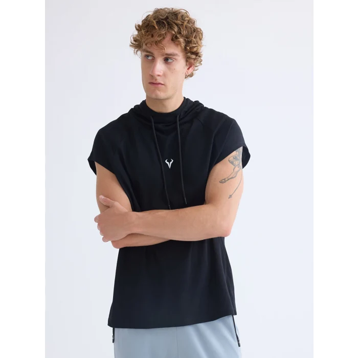 XSIDE ACTIVE Siyah Kapüşonlu Erkek Kolsuz Tişört