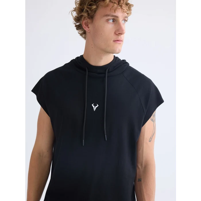 XSIDE ACTIVE Siyah Kapüşonlu Erkek Kolsuz Tişört