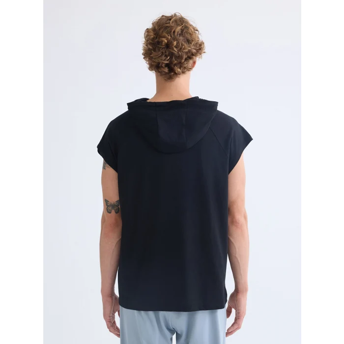 XSIDE ACTIVE Siyah Kapüşonlu Erkek Kolsuz Tişört