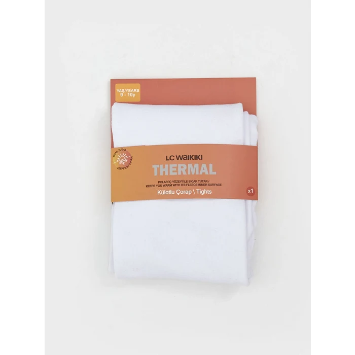 LCW Kids Ekru Basic Kız Çocuk Termal Külotlu Çorap