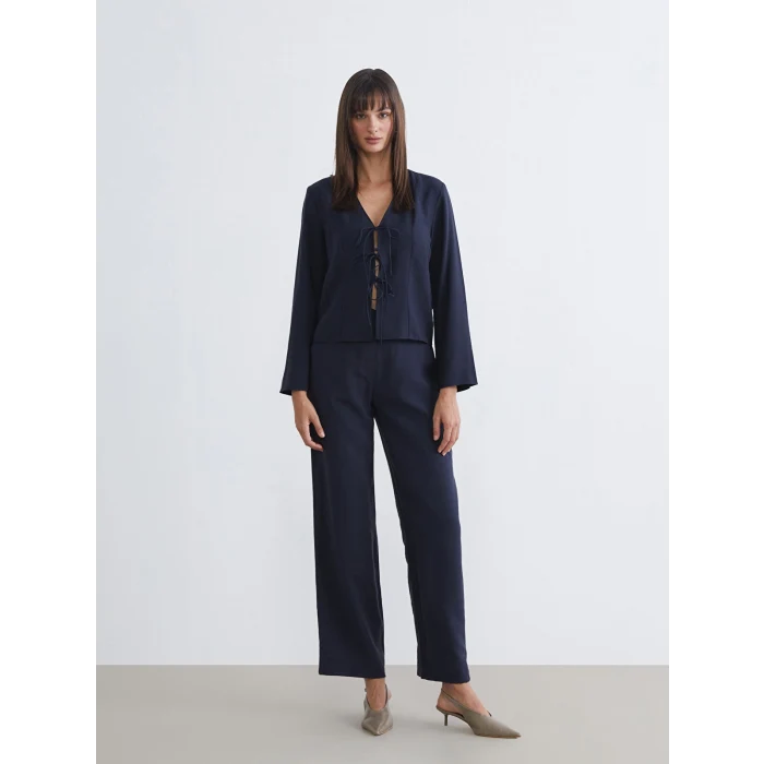 LCW Vision Lacivert Beli Lastikli Geniş Paça Kadın Pantolon