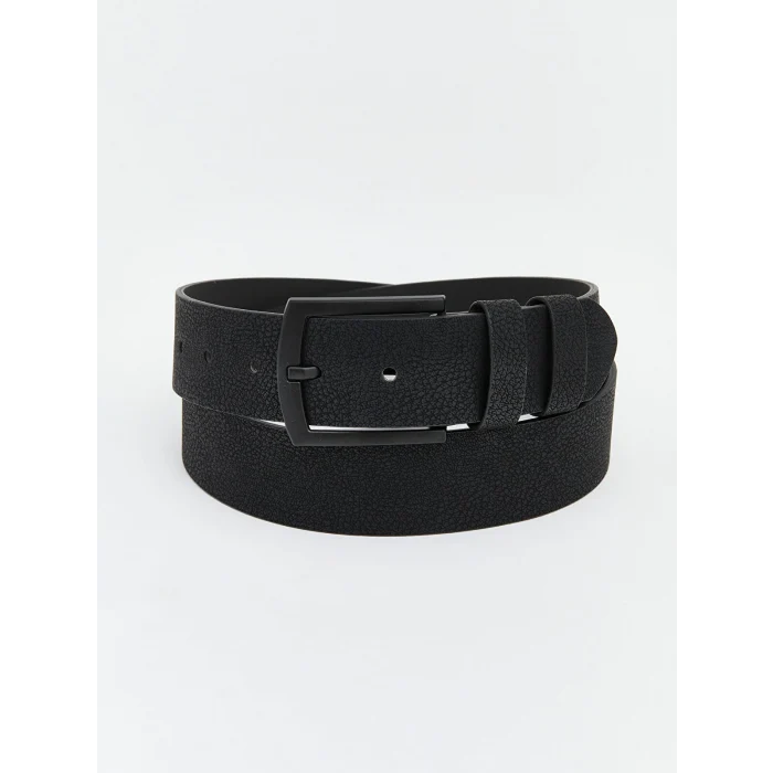 LCW ACCESSORIES Siyah Deri Görünümlü Erkek Kemer