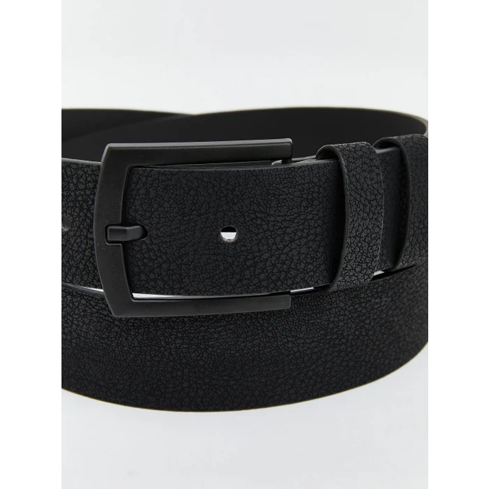 LCW ACCESSORIES Siyah Deri Görünümlü Erkek Kemer