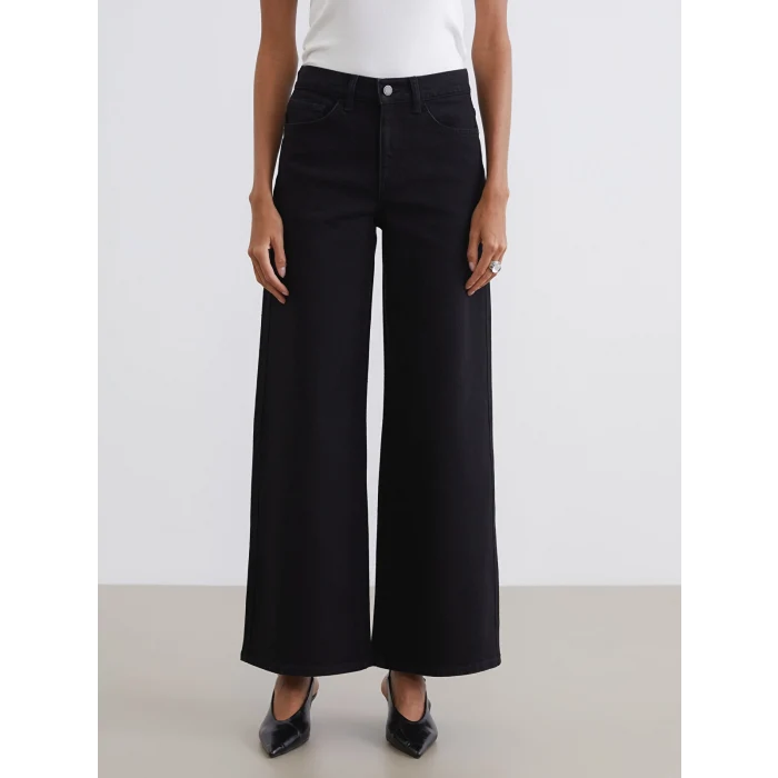 LCW Jeans Siyah Wideleg Kadın Jean Pantolon