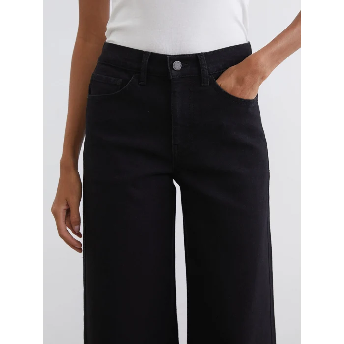 LCW Jeans Siyah Wideleg Kadın Jean Pantolon