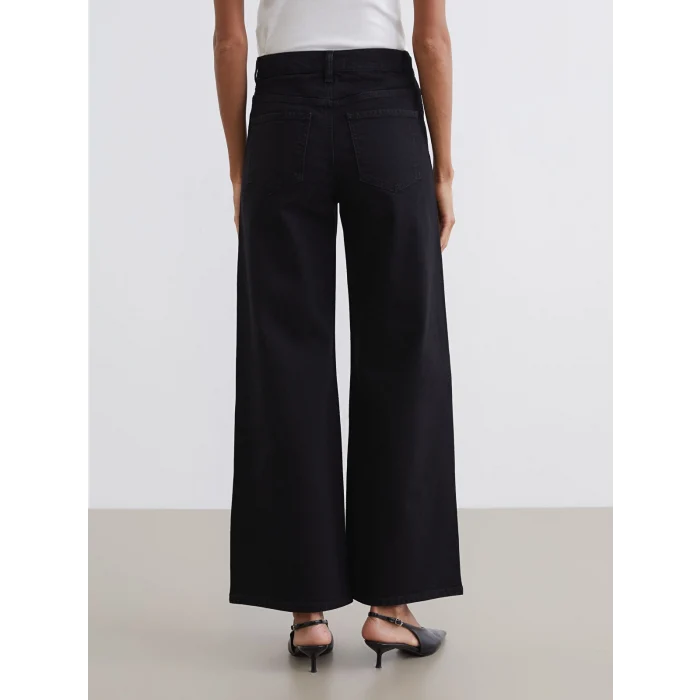 LCW Jeans Siyah Wideleg Kadın Jean Pantolon