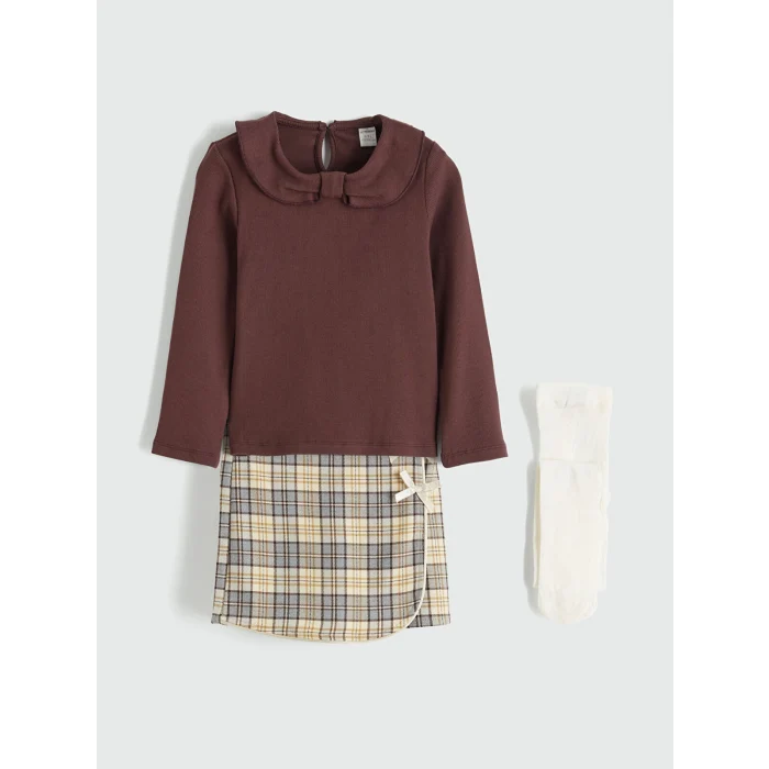 LCW Kids Kahverengi Bebe Yaka Kız Çocuk Takım 3lü