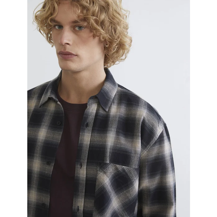 XSIDE Kahverengi Rahat Kalıp Ekose Erkek Gömlek Ceket