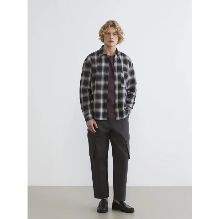 XSIDE Kahverengi Rahat Kalıp Ekose Erkek Gömlek Ceket