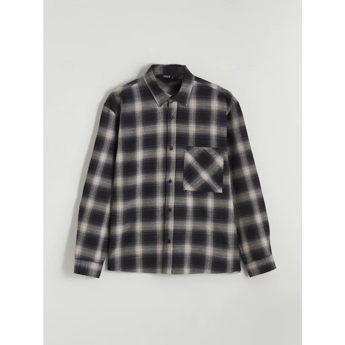 XSIDE Kahverengi Rahat Kalıp Ekose Erkek Gömlek Ceket