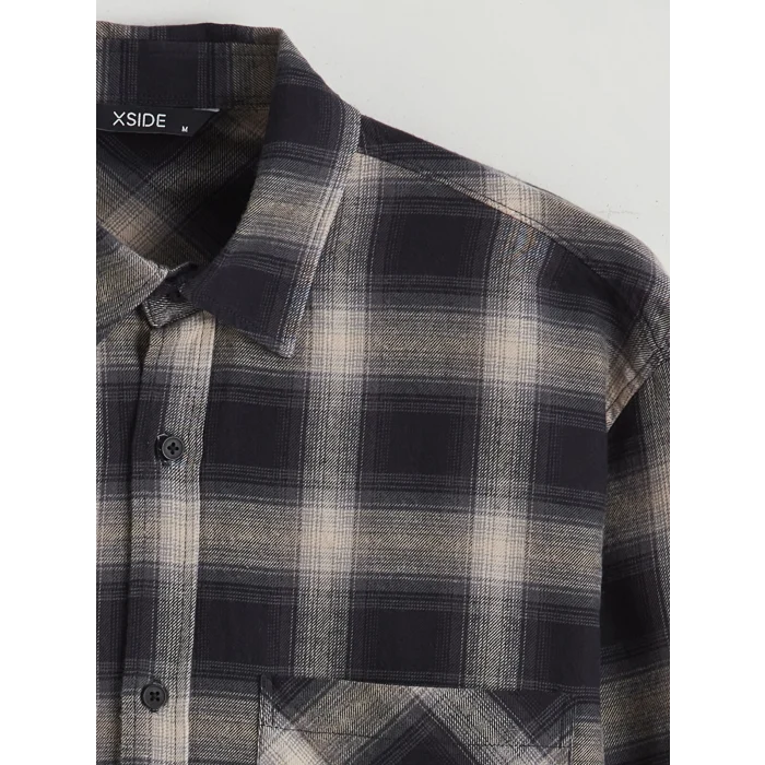 XSIDE Kahverengi Rahat Kalıp Ekose Erkek Gömlek Ceket