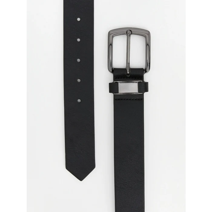 LCW ACCESSORIES Siyah Deri Görünümlü Erkek Kemer